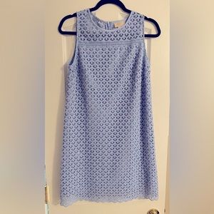 Loft Outlet Petite Size 6 Periwinkle Blue Scalloped Lace Sleeveless Shift Dress